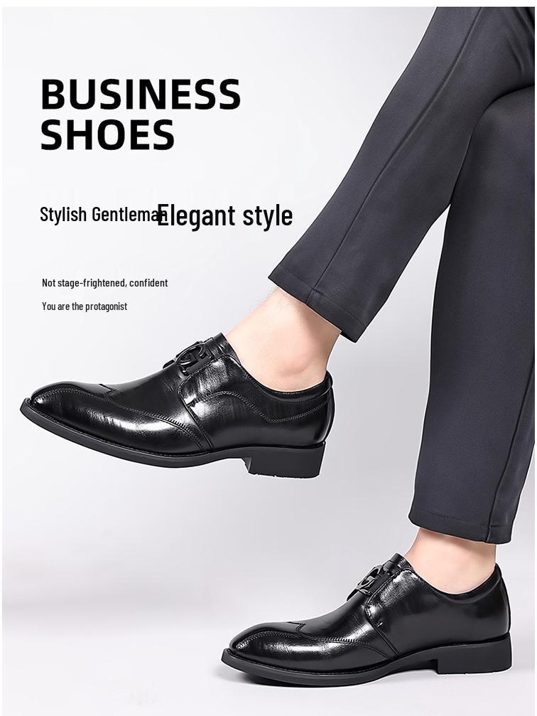2025 Spring Men's Versatile Leather Slip-ons: Trendy Business & Casual Shoes