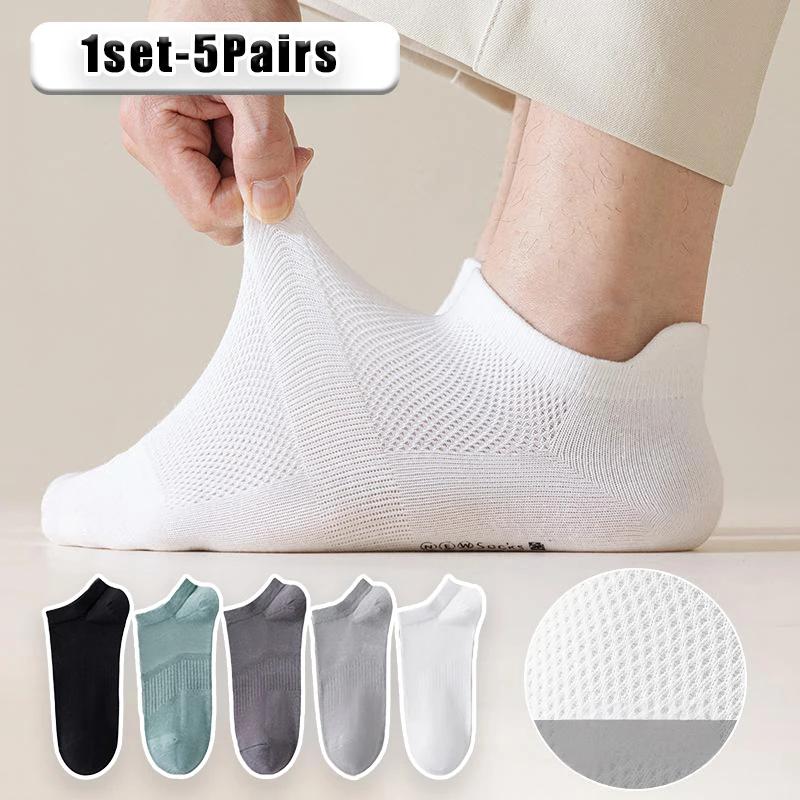 Men Socks Boat Socks Spring Summer Mesh Ultra Thin Anti Odor Breathable Seamless Non Slip Sports Casual Low Cut Socks