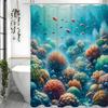 Ocean Small Fish Coral Reef Shower Curtain, Bathroom Decorative Shower Curtain, Waterproof Shower Curtain with Hooks