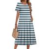 Ladies' striped printed casual and fashionable short sleeved round neck dress