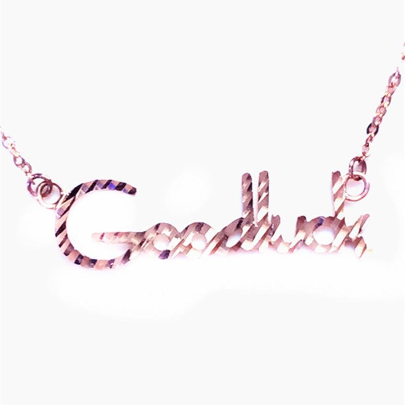 Exquisite Russian Rose Gold Plated Necklace Versatile Super Flash 585 Purple Gold Color Gold Simple Version Letter Collarbone Chain