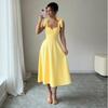 Europe, America 2026 Summer New Temperament Fashionable and Elegant Solid Color Strap Dress Long Dress Dress