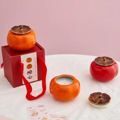 Creative Artificial Persimmon Jar Aromatherapy Interior Desk Candle Ornament Ceramic Crafts Gift Modern Home Decor Accessories