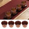 4Pcs Set Solid Wood Wooden Tea Cups Heat Insulation Wooden Coffee Cup Wooden Cup Set  Tea Drinking