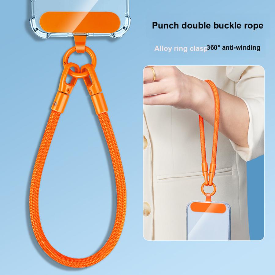 Handy-Lanyard Verstellbares Crossbody-Nackenband Seil mit Edelstahl-Pads Anti-Verlust Anti-Diebstahl Geflochtenes Seil