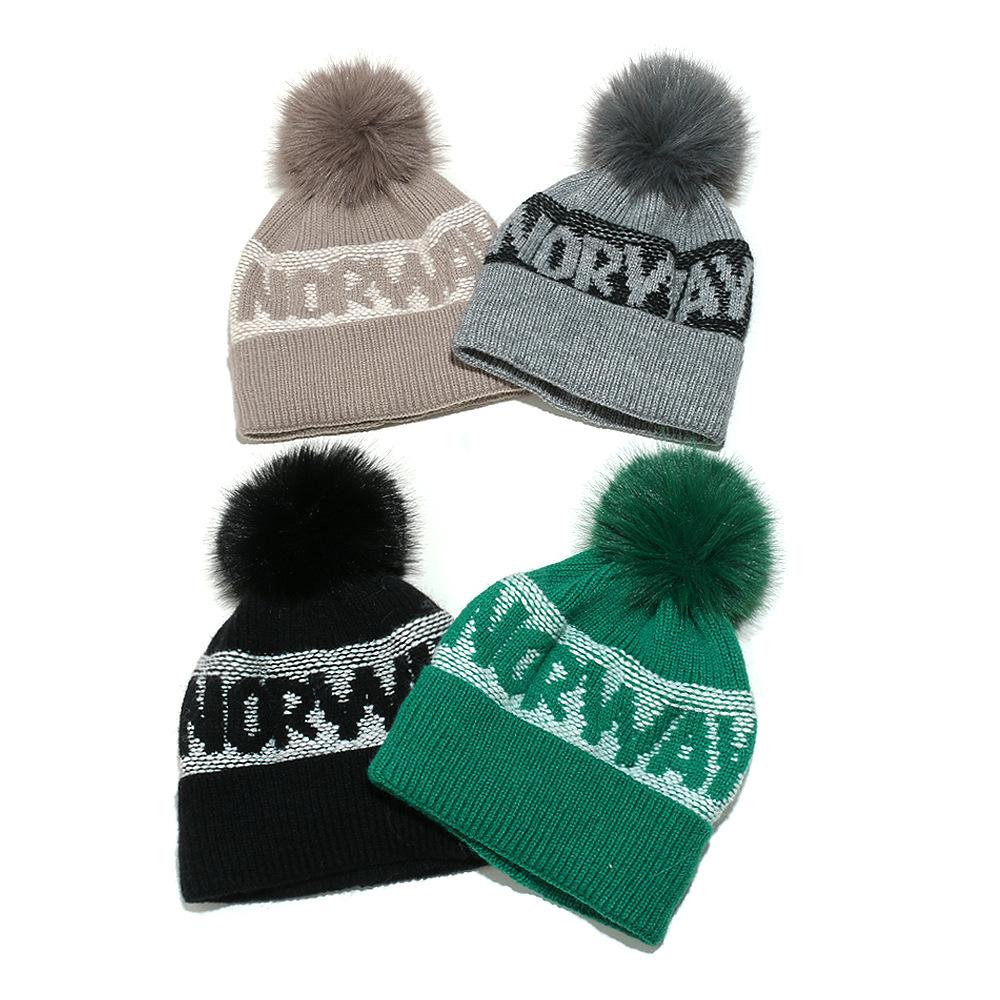 2025 Autumn and Winter Wool Hat NORWAY Letter Jacquard Warm Cold Hat Outdoor Cycling Ski Hat Fleece Knitted Hat