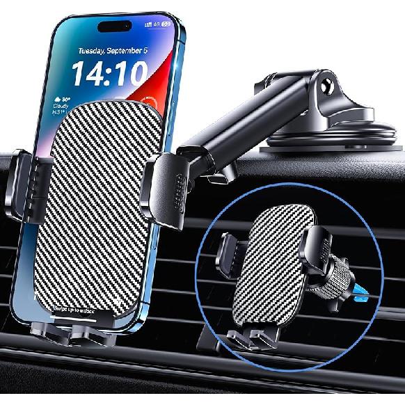 Phone Holder Car Mount for iPhone[Powerful Suction]Phone Mount for Car Dashboard Windshield Air Vent Universal Accessories[Thick Cases Windshield/Dashboard/Vent