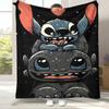 Kawaii S-Stitch Cartoon Flannel Blanket,Ultra Soft Warm Plush Throw for Home Bedroom Bed Sofa Cover Camping Picnic Gift Kids