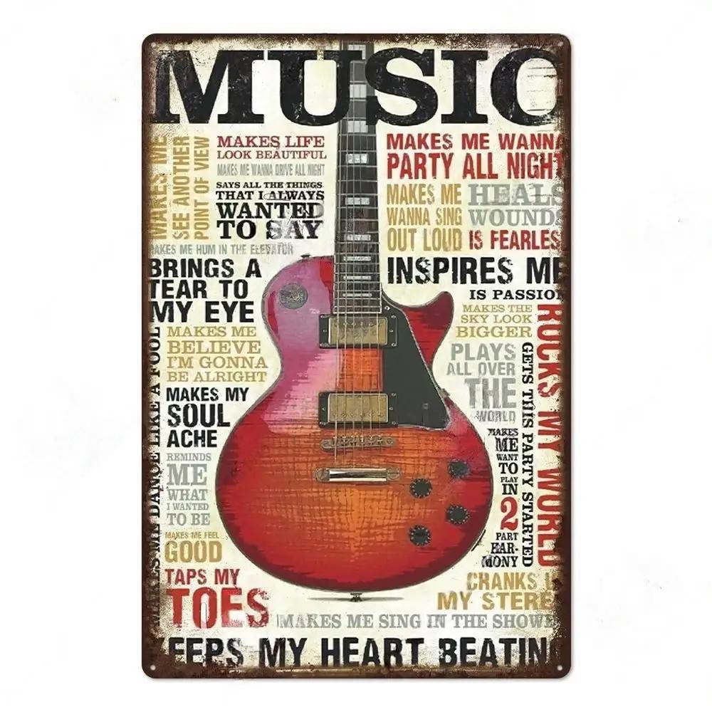 Vintage Musik Blechschild Rock Poster Plakette Metall Retro Wandkunst Dekoration Aufkleber für Bar Pub Man Cave Eisengemälde