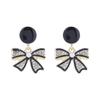 Elegant Faux Diamond Bow Earrings - Trendy, Unique, and Versatile Design