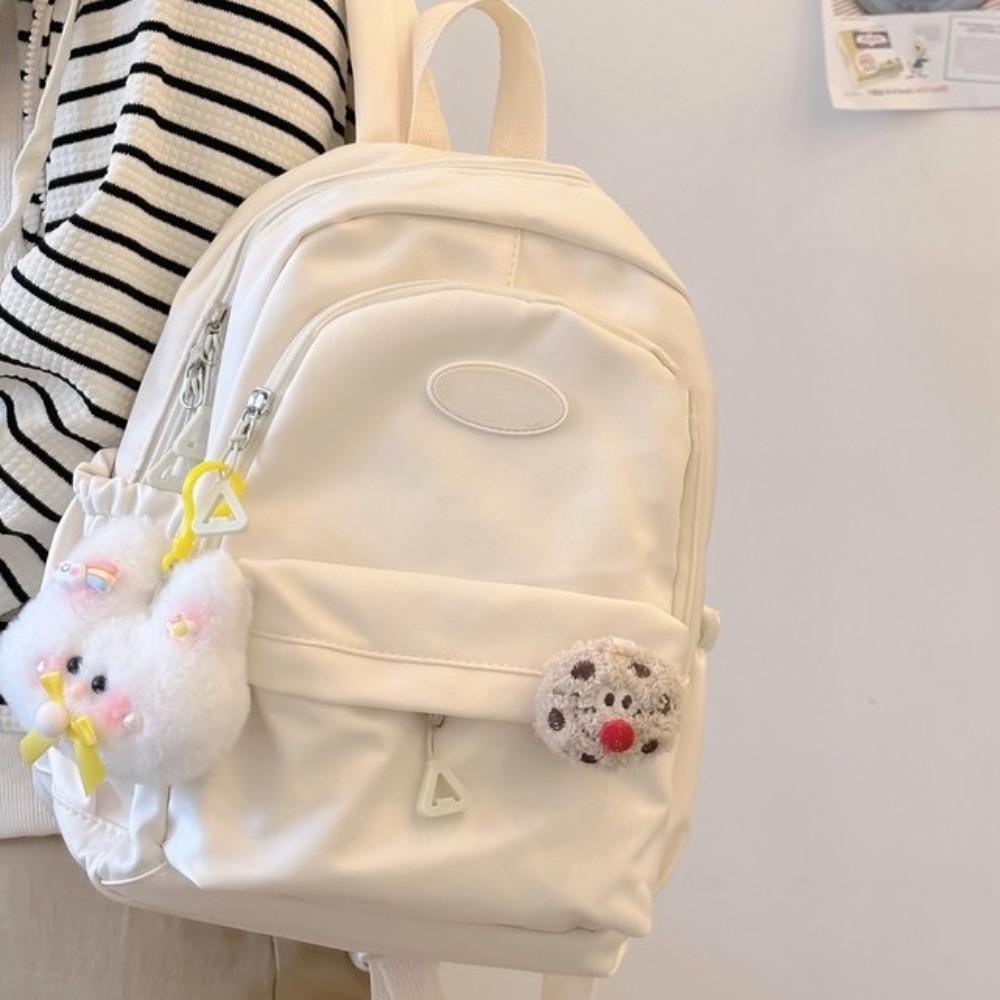 Portable Large Capacity Women's Backpack Waterproof Nylon School Backpack Lightweight Solid Color Student Backpack Women