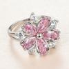 Kirschblütenrosa Zirkon Diamant Blumenring einfacher Nischen kreativer Designring