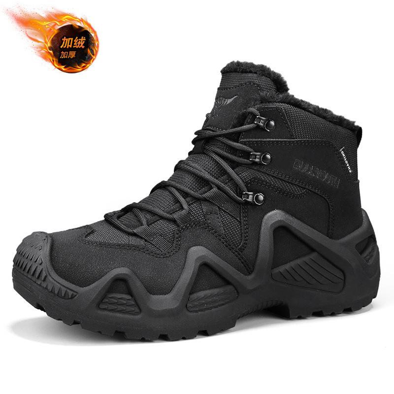 Autumn and Winter High-top Men's Outdoor Non-slip Mountaineering Boots Large Size Thick-soled Martin Boots Piled and Thickened