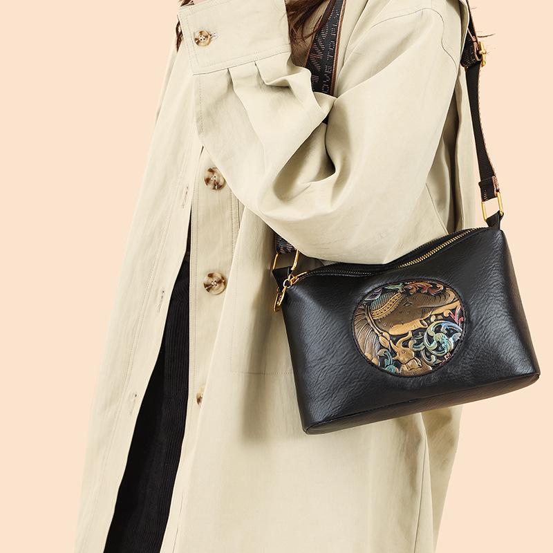 Single-shoulder Bag, Large Capacity, Simple Design, Soft Leather, Suitable for Middle-aged and Elderly People, Crossbody Bag