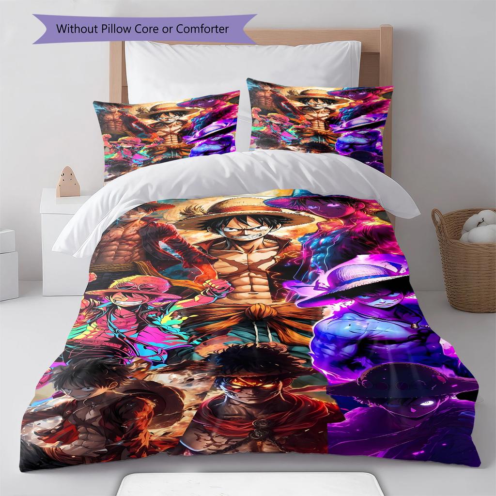 Luffy Pattern Bedding Quilt Set Quilt Cover Pillowcase Home Decoration Gift (1 * duvet cover + 2 * pillowcase, without core)