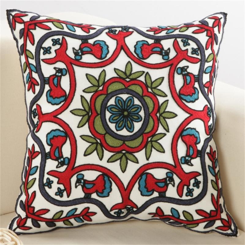 Embroidery Pillow Cover 45x45cm Farmhouse Cushion Cases for Couch Sofa Bed Decorations Embroidered Throw Pillows Cases