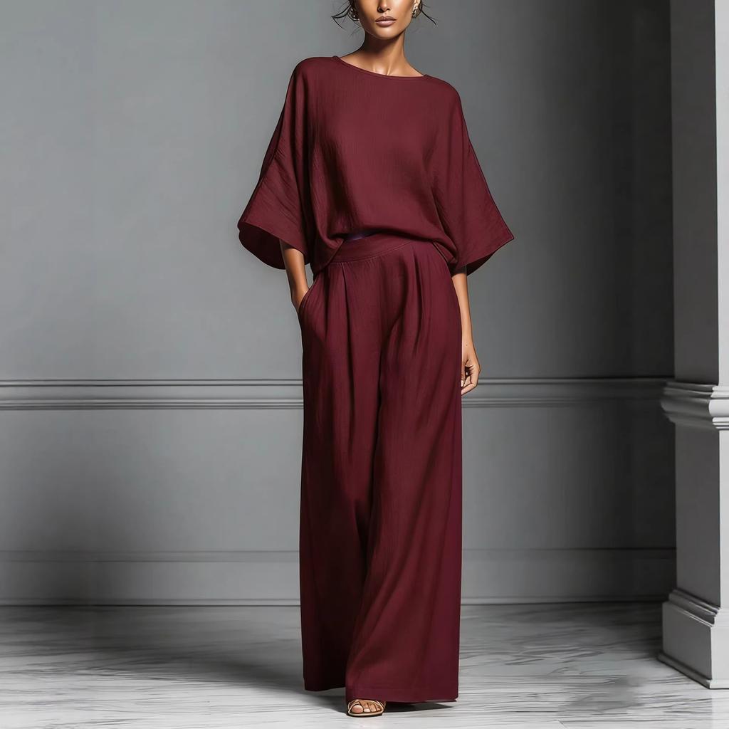 Women's Loose-fitting, Stylish, And Elegant Flared-Sleeve Linen Suit