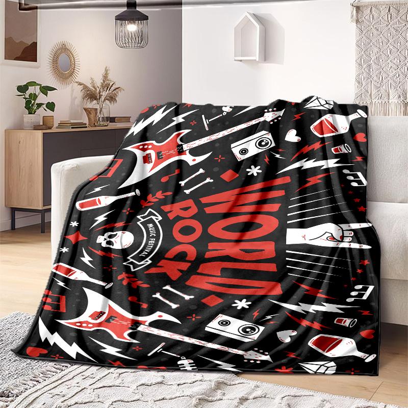 

1PC Musical elements printed blanket, all season lightweight home office outdoor nap multifunctional blanket A8 80cm x 120cm