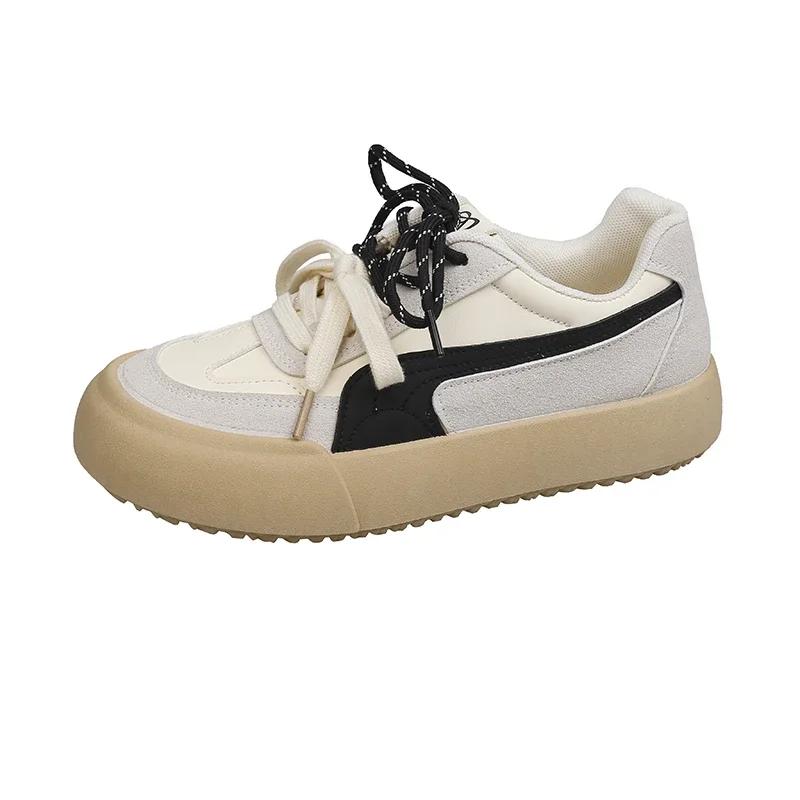 

2024 женские кроссовки на толстой подошве, удобная повседневная модная обувь, повседневные низкие теннисные туфли на плоской подошве со шнуровкой для женщин 40