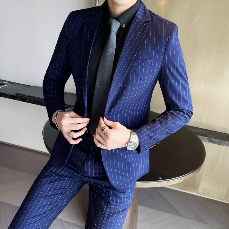 Completo da uomo a righe alla moda casual elegante due pezzi stile britannico abbigliamento formale