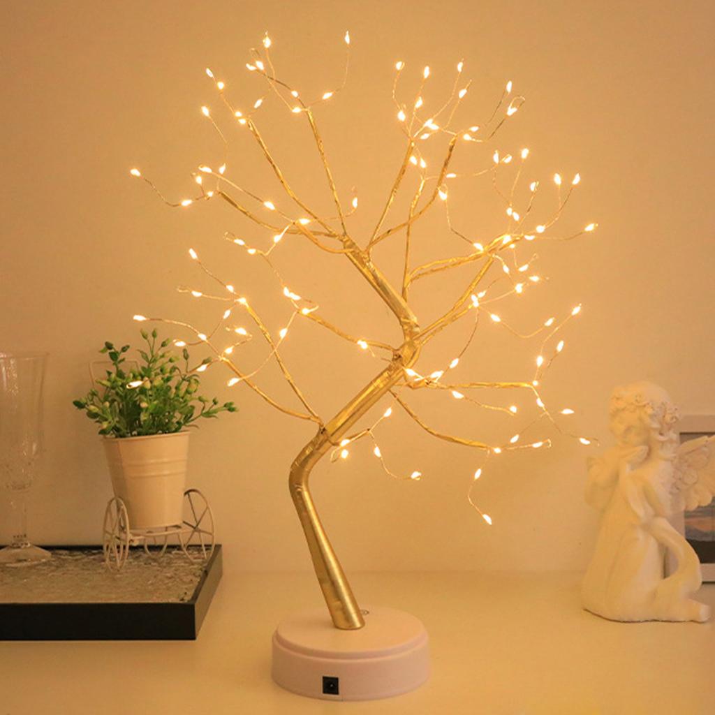 36/72/108 Bonsai Tree Led Lamp Table Usb Room Fairy Bedside Light 8modes Wire Bedroom Tabletop Night Switch Lights Christmas Diy