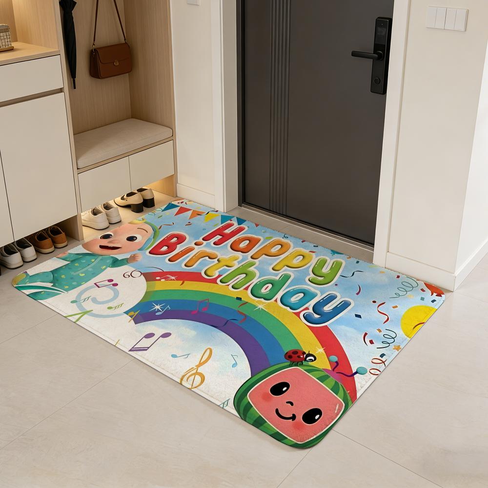 

cartoon C-COCOMELON Floor Mat Flannel Door Mat Non-Slip Absorbent Washable Indoor Home Rug 40x60cm