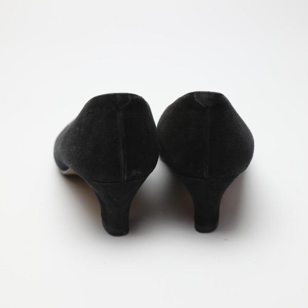 Burberry 23E Pumps Chunky Heel Suede Black Women Storage Box Used