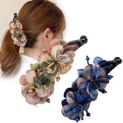 Fermaglio per capelli a fiore Porta coda di cavallo Durevole Lunga durata Tenuta forte Trecciatrici Antiscivolo Barrettes francesi Chignon Clip ad artiglio