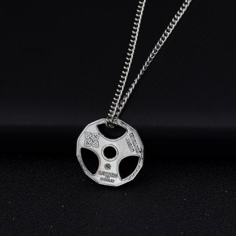 Pánský módní náhrdelník s přívěskem činky - Evropský/Americký fitness šperk K963