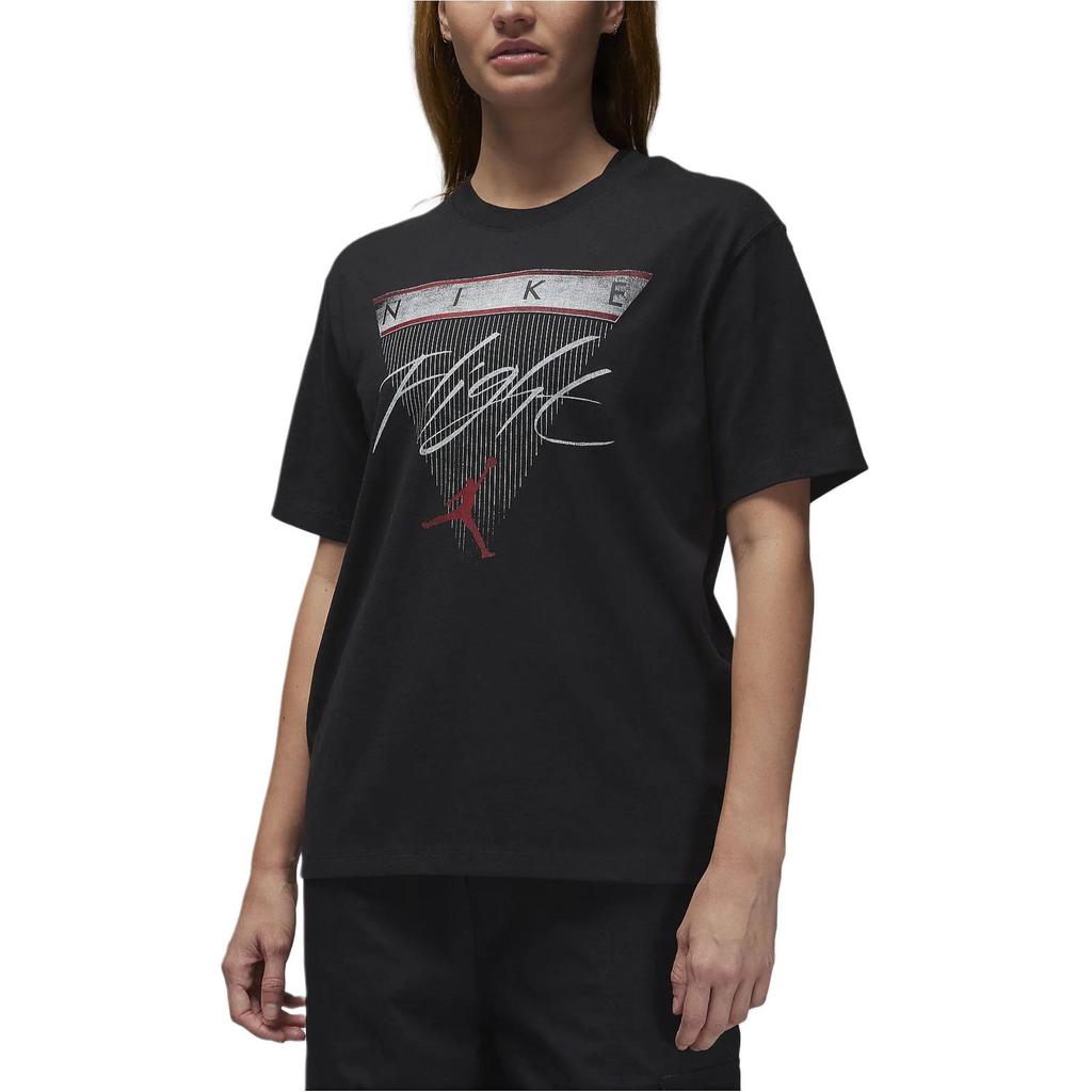 Jordan Letter Logo Round Neck Casual Short Sleeve Drop Shoulder T-Shirt Women T-Shirt Black FQ3241-010