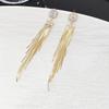 S911 Super Flash Zircon Long Fringed Stud Earrings Fashion Light Luxury High Sense Earrings Niche Temperament Versatile Earrings Women