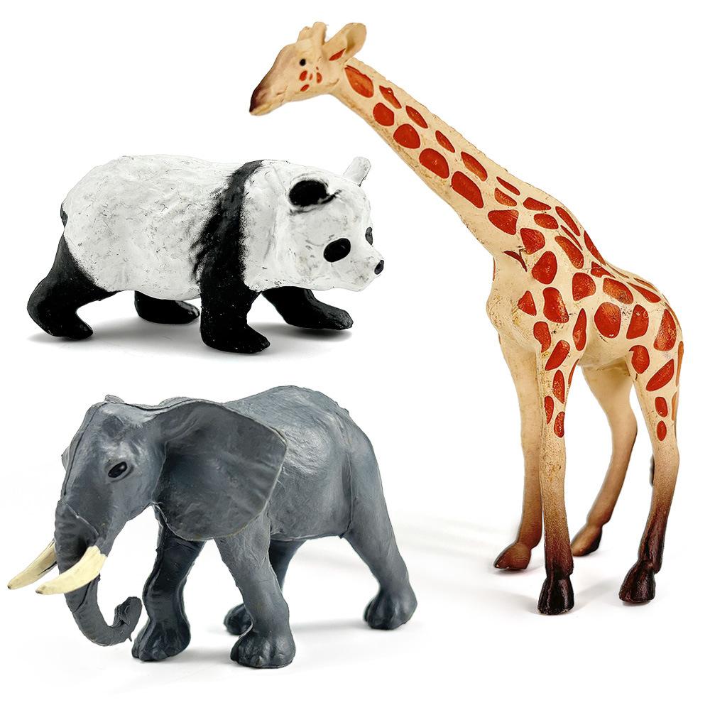 12pcs/set Updated Simulated Wild Animals Lion Tiger Toy Model Realistic Giraffe Zebra Panda Toys For Children Christmas Gifts