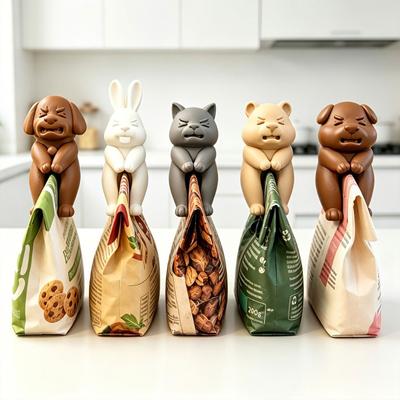 1 Pcs Creative 1D Printed Animal Snack Bag Clips Reusable Food Bag Sealer Cute Sealing Clip Kitchen Storage Airtight Package