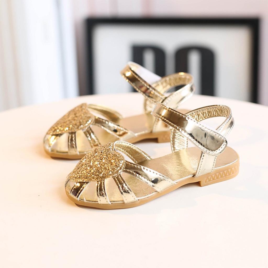 Girls' Baotou Dance Show Sandals Children's Sequin Love Beach Children's Shoes