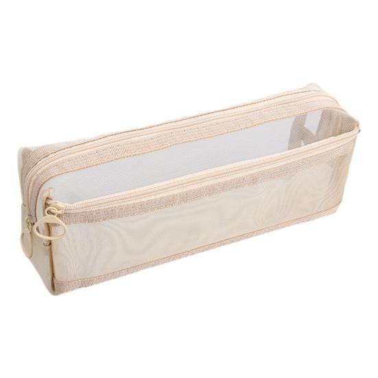 Pencil Case Double-Layer Large Capacity Transparent Mesh Students Exams Stationery Organizer Break-resistant Pencil Bag