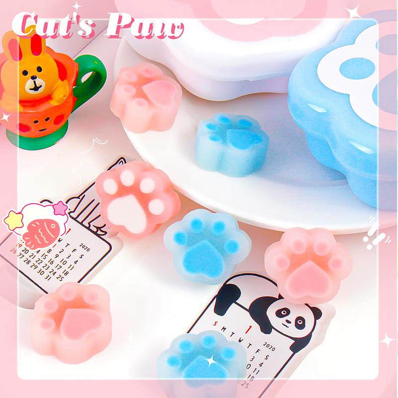 Kawaii Stationery Items Aesthetic Stationery Supplies Back To School Acsesories Cat's Paw Eraser Drawing Rubber Cute Things