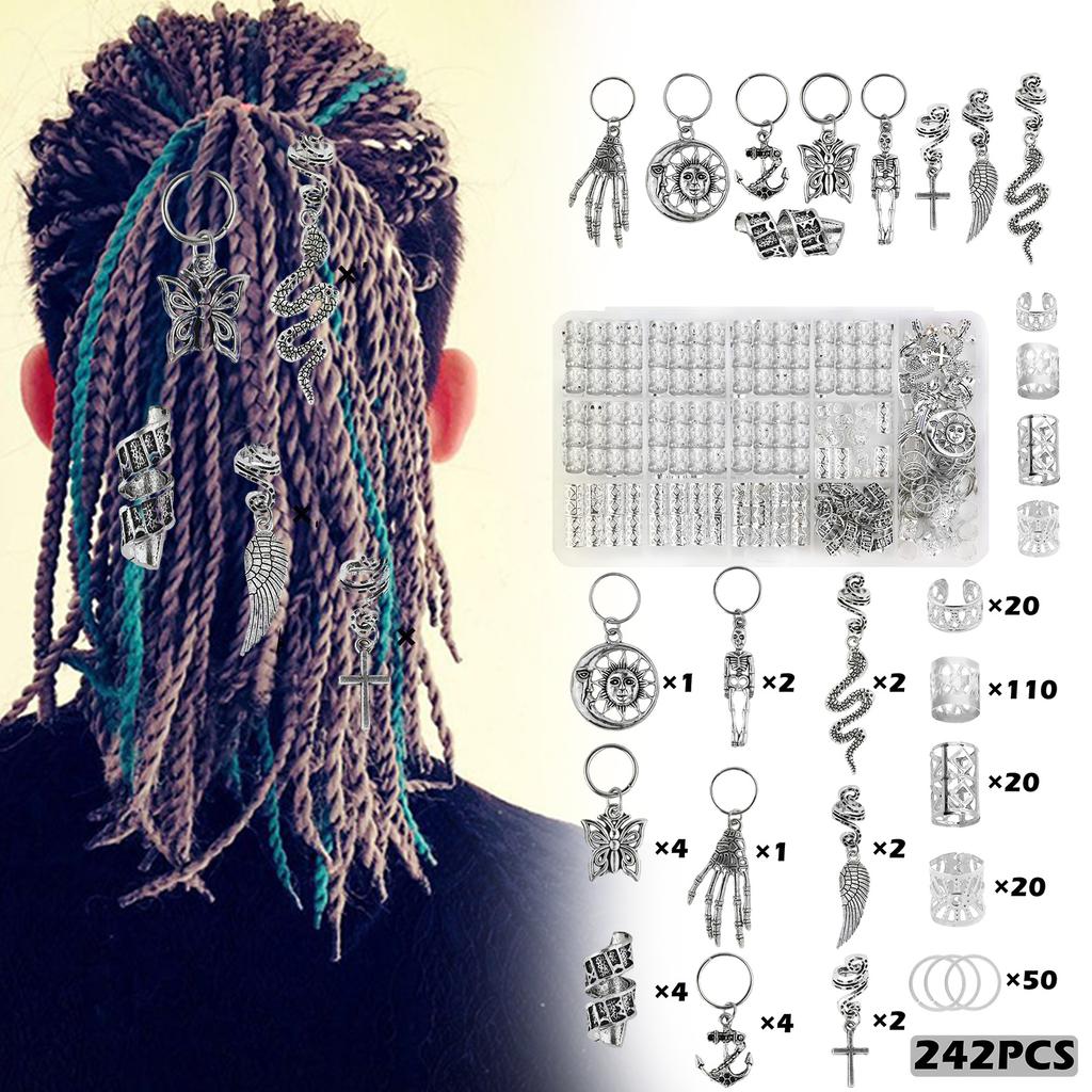 Skeleton Claw Hair Beads Loose Coil Hair Jewelry For Braid Hair Rings Dreadlock Bead Braid Rings Hair Clip Braid Clip