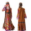 Children's Hippie Costume 70s 60s Vintage Disco Costume Dresses Girl Halloween Carnival Festival Party Stage Wear Headscarf Outfit
