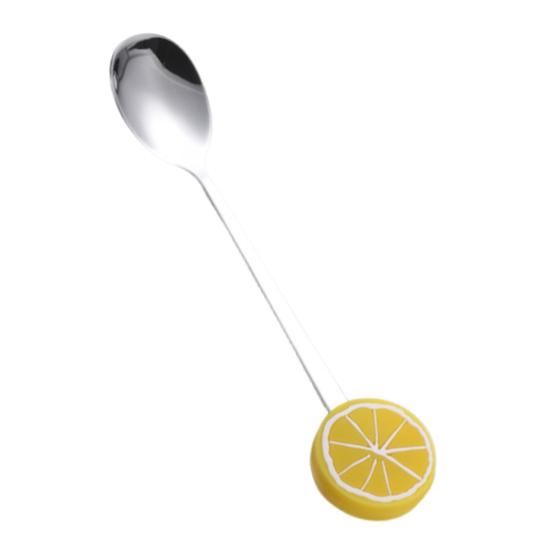 Stainless Steel Spoon, with Strawberries Durians Watermelons Avocados Decor, Durable Rust-Resistant Dessert Spoon, for Coffee Tea Stirring And Eating