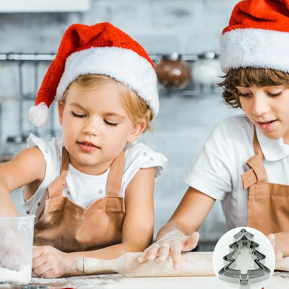 3pcs Christmas Stainless Steel Christmas Pastry Tree Mold for DIY Cake Chocolate Mold Kitchen Baking Tools Baking Pastry Dessert