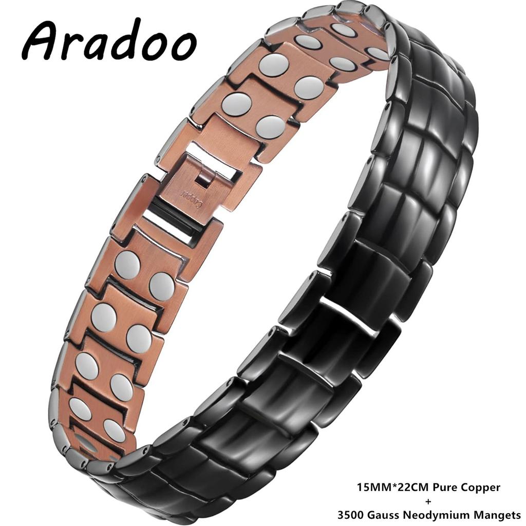 Premium Kupferarmband für Herren mit Magneten mit 5000 Gauß Stärke Titanstahl Armband Schmuck Geschenke