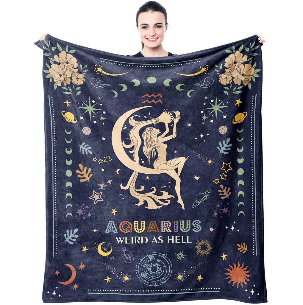 Cartoon Constellation Flannel Blanket Light Blanket Sofa Bedroom Bed Decorative Blanket