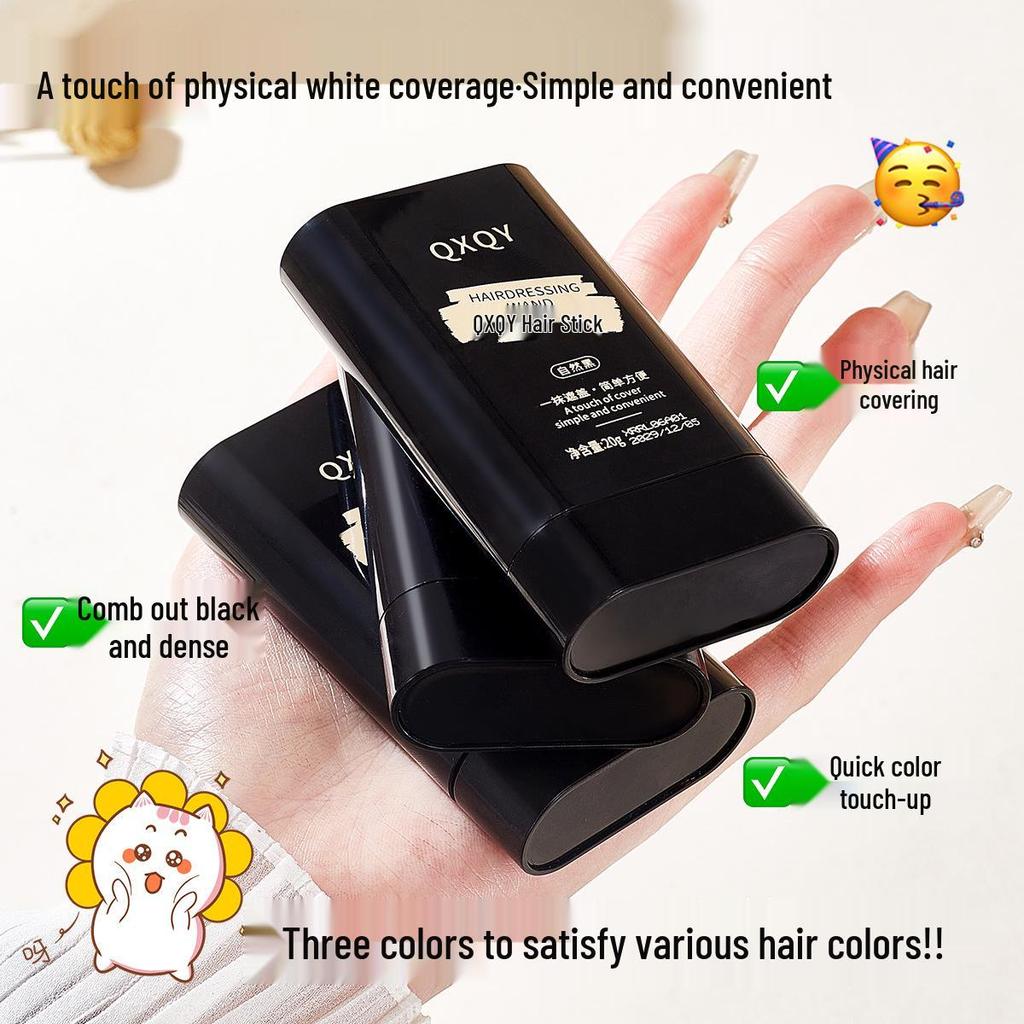 QXQY Natürlicher Schwarzer Haarfärbestift - Nicht auswaschendes Ansatz-Auffrischungsmittel zur Grauabdeckung