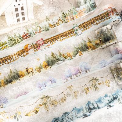 40mm*2m Scrapbook Decoration Adhesive Tape Winter Snow Scenery PET Tapes Masking Tapes Stickers Aesthetic Stationery Supplies