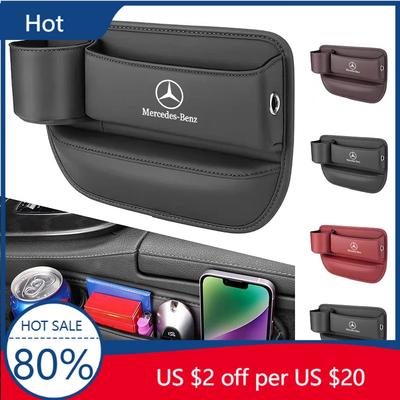 EVW5 Hot 2025 Car Logo Storage Bag Seat Gap Organizer Box Holder For Mercedes Benz W203 W206 W220 W205 W211 W212 W201 W210 W108 W168