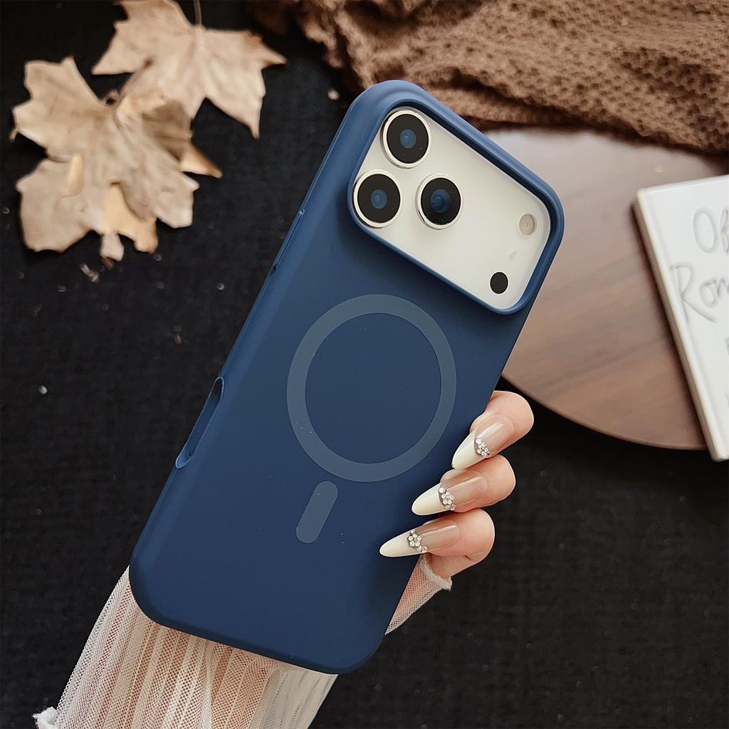For iPhone 17 Pro Magnetic Case Silicone + PC Protective Phone Back Cover Compatible with MagSafe