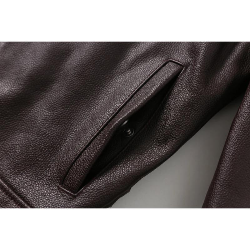 Chinese Size Men Leather Jacket 100% Real Cowhide Black Brown Men's Genuine Leather Coat Male Skin Clothing Autumn Spring Asian Size M601