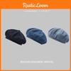 Style Retro Artistic Womens Beret In Denim Blue Warm Cotton Fabric For All Seasons