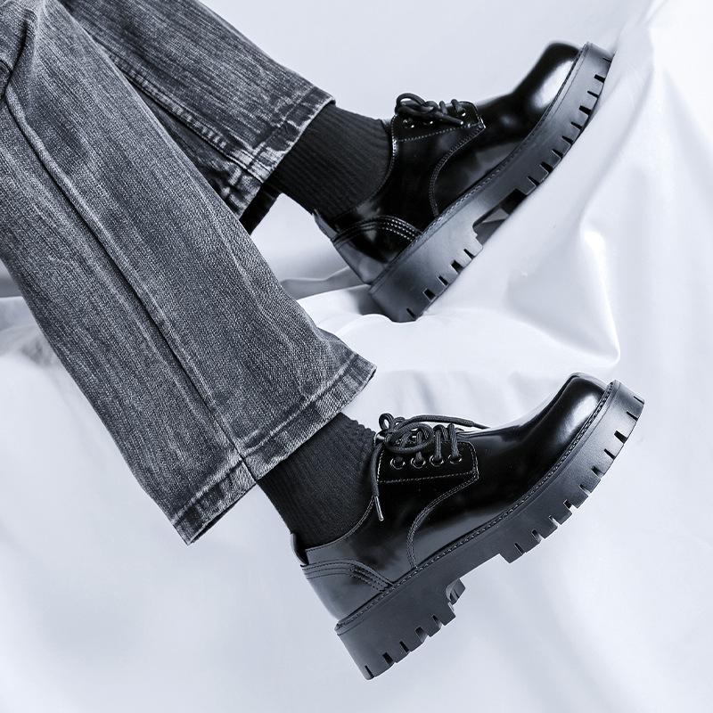 New British leather shoes casual shoes increase height commuting fashion trend versatile platform derby shoes 3136-R