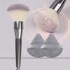 Extra-Large Loose Powder Blush Brush, Professional Makeup Brush, Soft and Fluffy Makeup Tool +2PCS Triangular Powder Puff